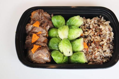Dry-rub BBQ Brisket with Brown Rice and Roasted Brussel Sprouts - FIT BY ELIA