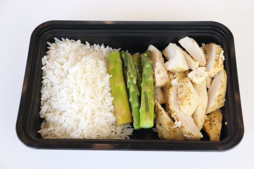 Chicken Breast with Basmati Rice and Steamed Asparagus - FIT BY ELIA